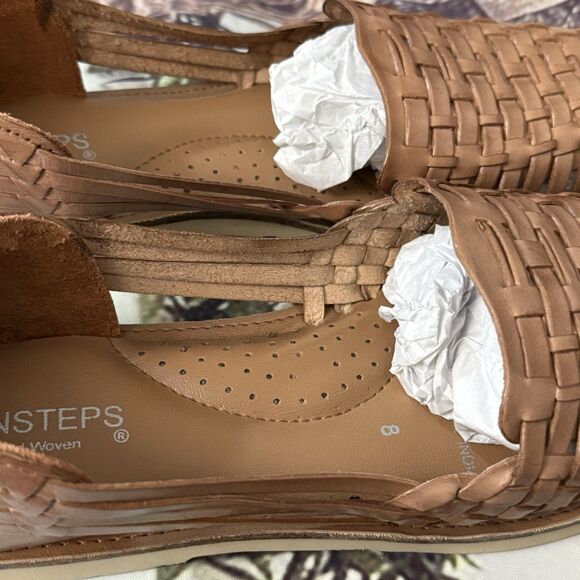 Sunsteps Venetian womens Tan Hand Woven Leather Huarache Sandals 8 Brown classic - Picture 15 of 16